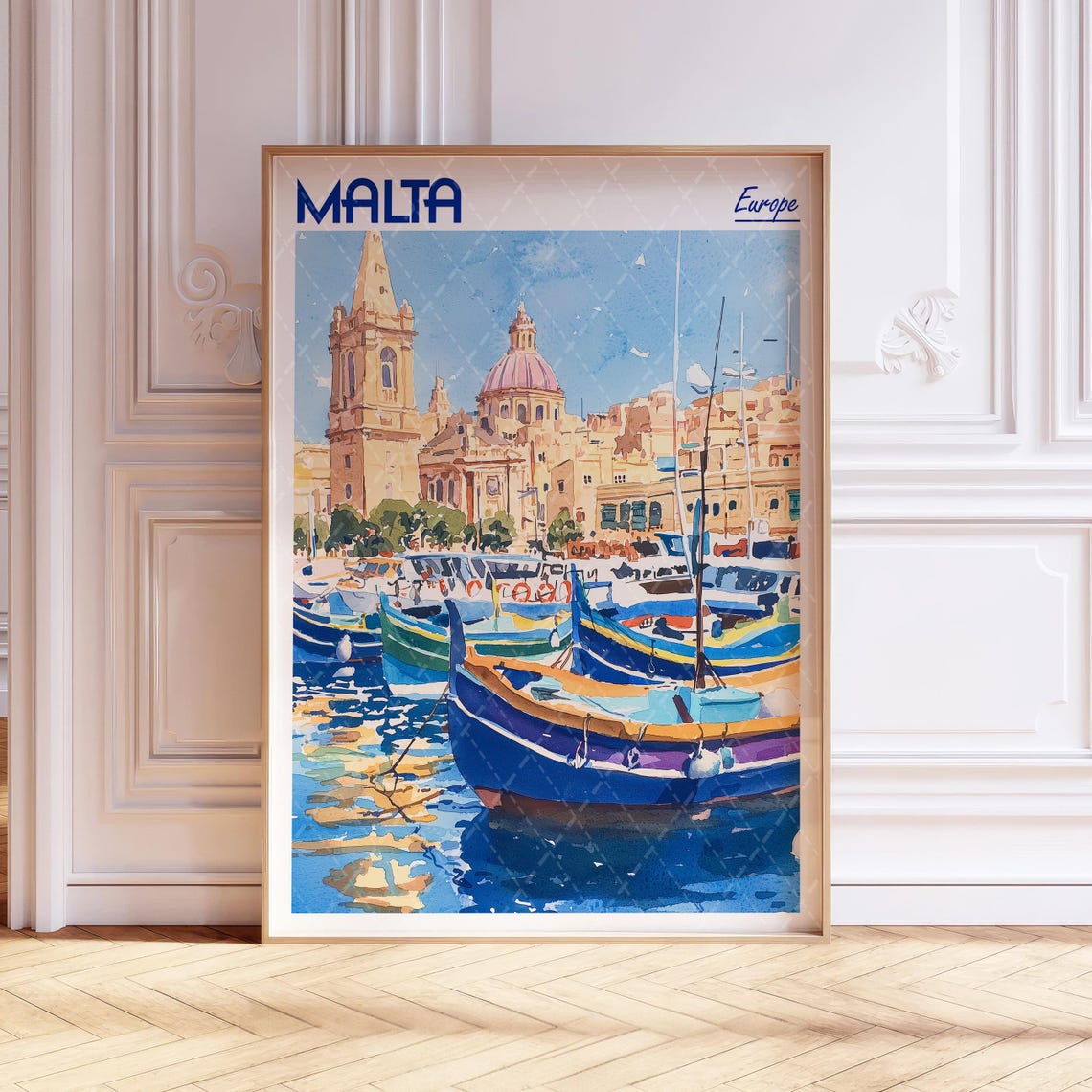 Malta Watercolor Travel Poster