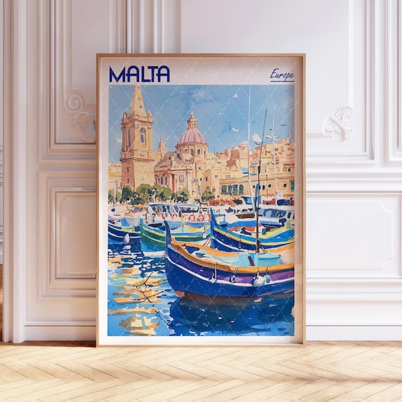 Malta Watercolor Travel Poster