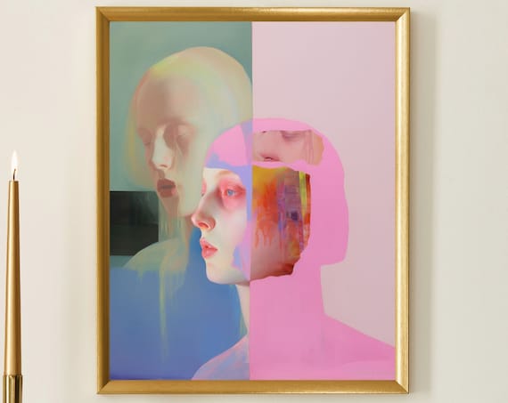 Bipolar Dreams No5 Abstract Double Portrait Pastel Art Print