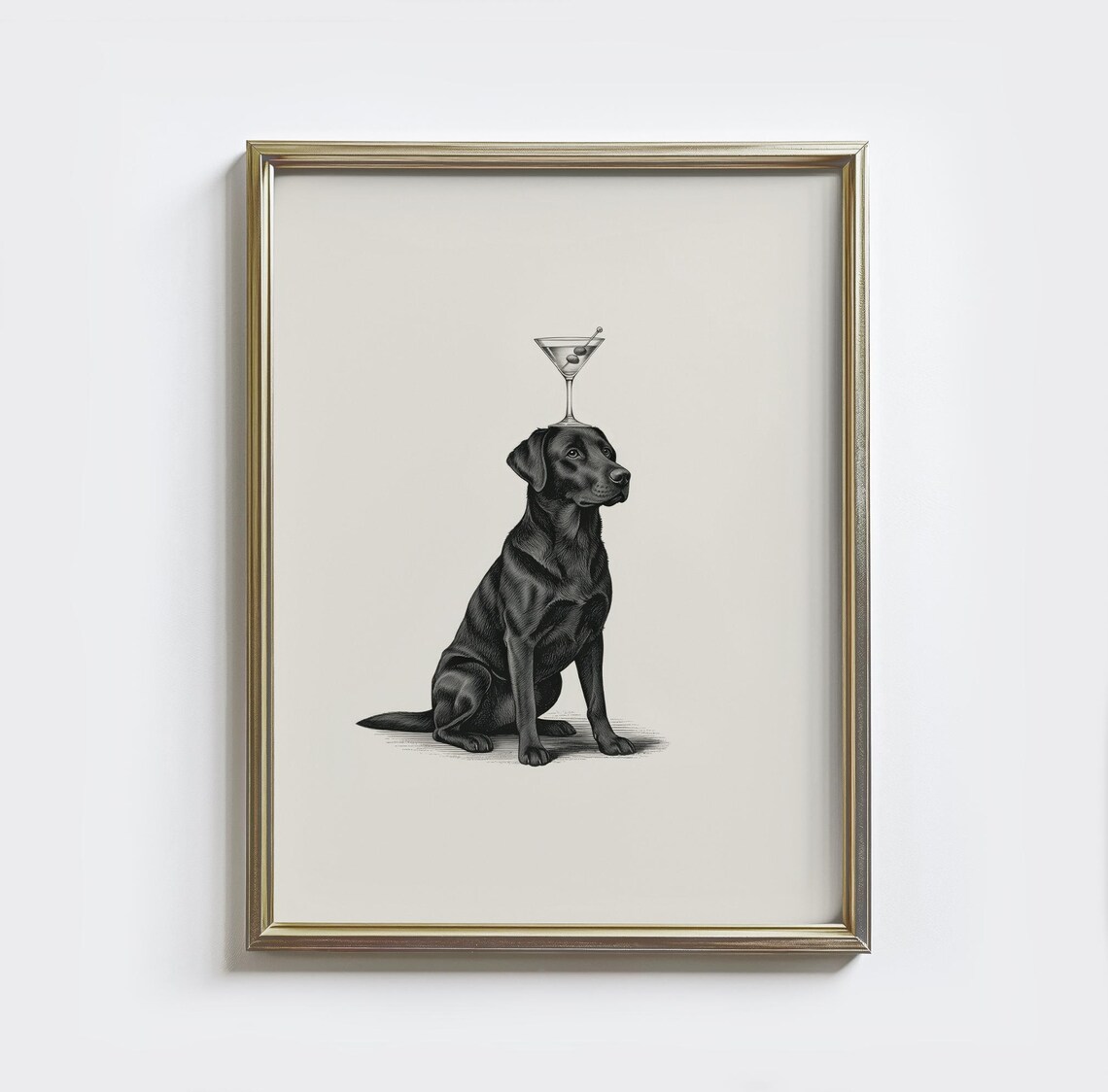 Black Labrador Retro Cocktail Poster, Rustic Farmhouse