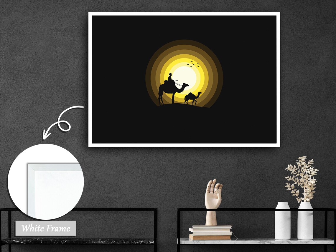 Moonlit Serenade Silhouette Deer, Minimalist Art Print - Image 2