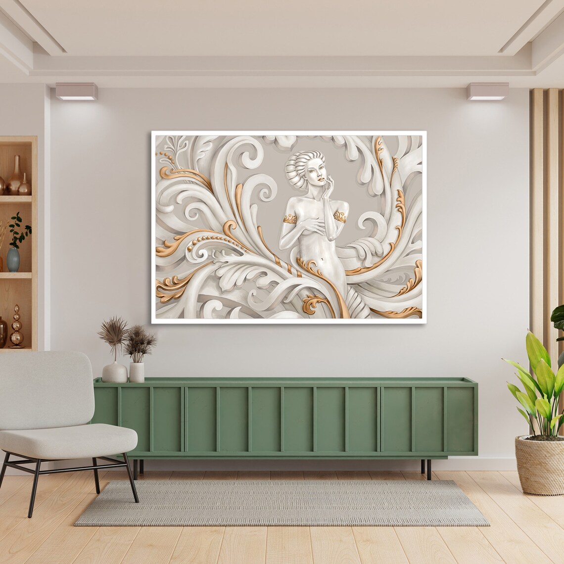 Elegant Woman, Abstract Relief Painting Gift For Her