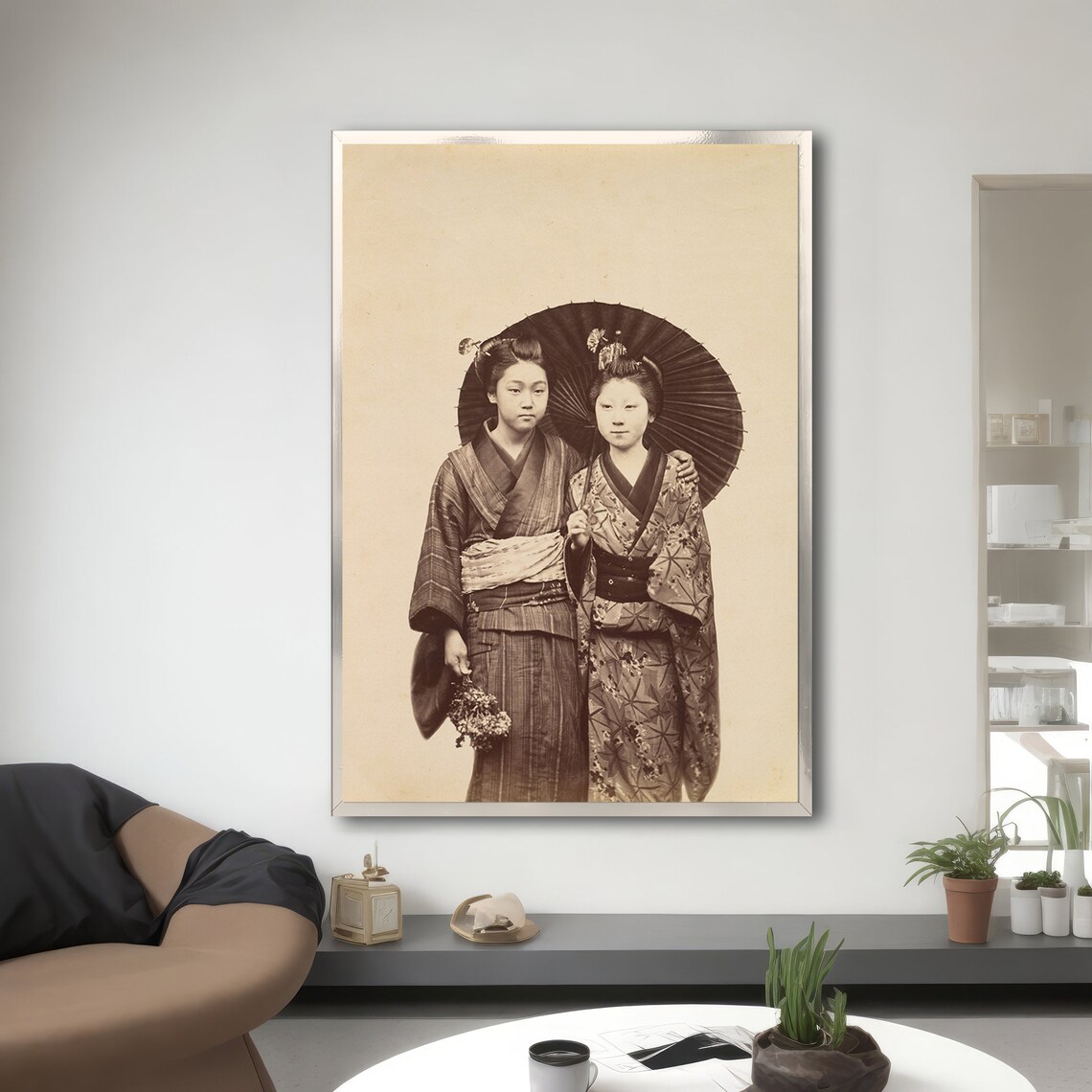 Two Geisha, Japanese Vintage Photo Art Print - Image 4