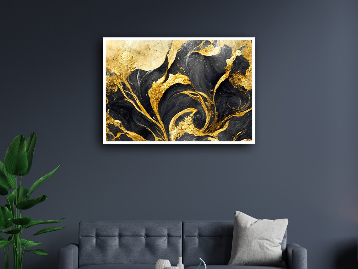 Gilded Swirls Contemporary Art, Dynamic Patterns - Image 4