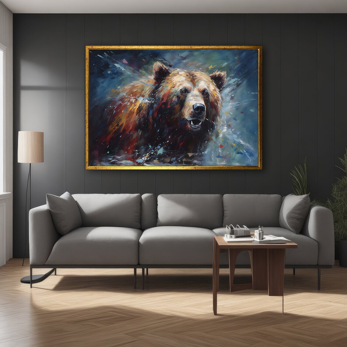 Dynamic Grizzly Bear Painting, Wildlife Gift - Image 5