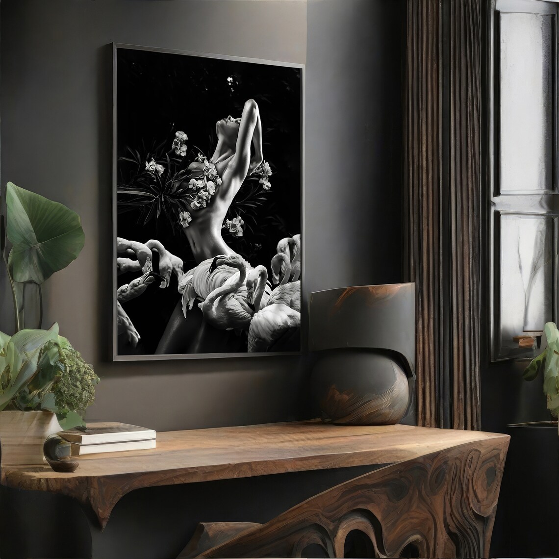 Exotic Nude With Flamingos, Intimate Gift