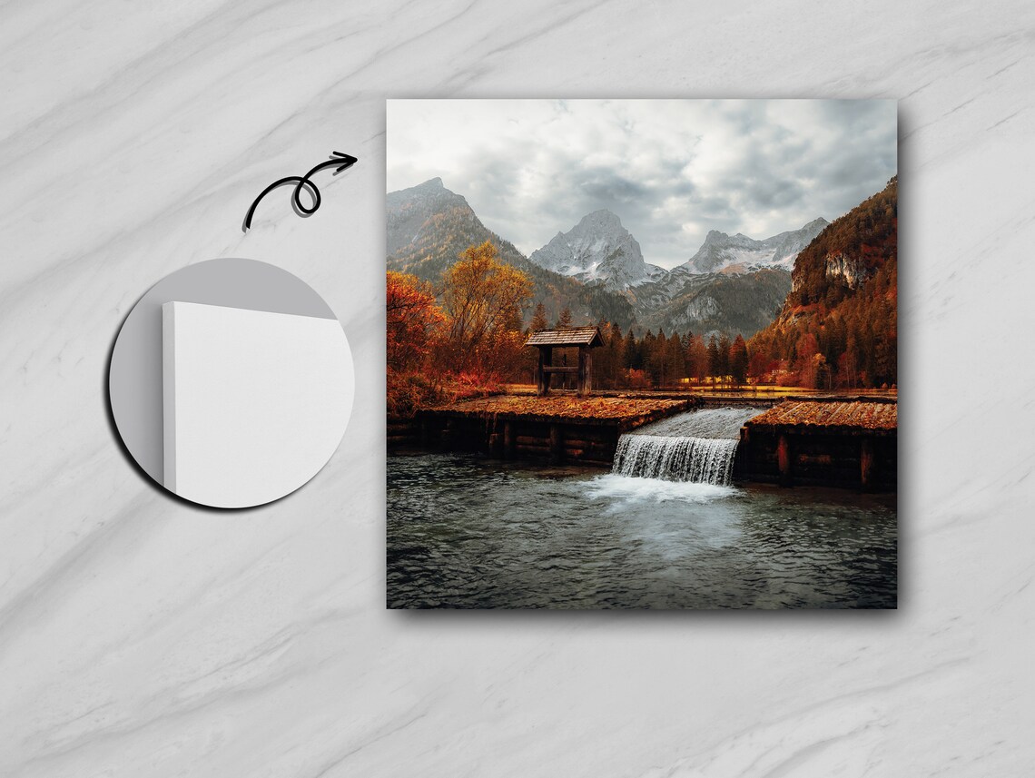 Autumn Landscape With Cozy Home And Serene Waterfall - Image 5