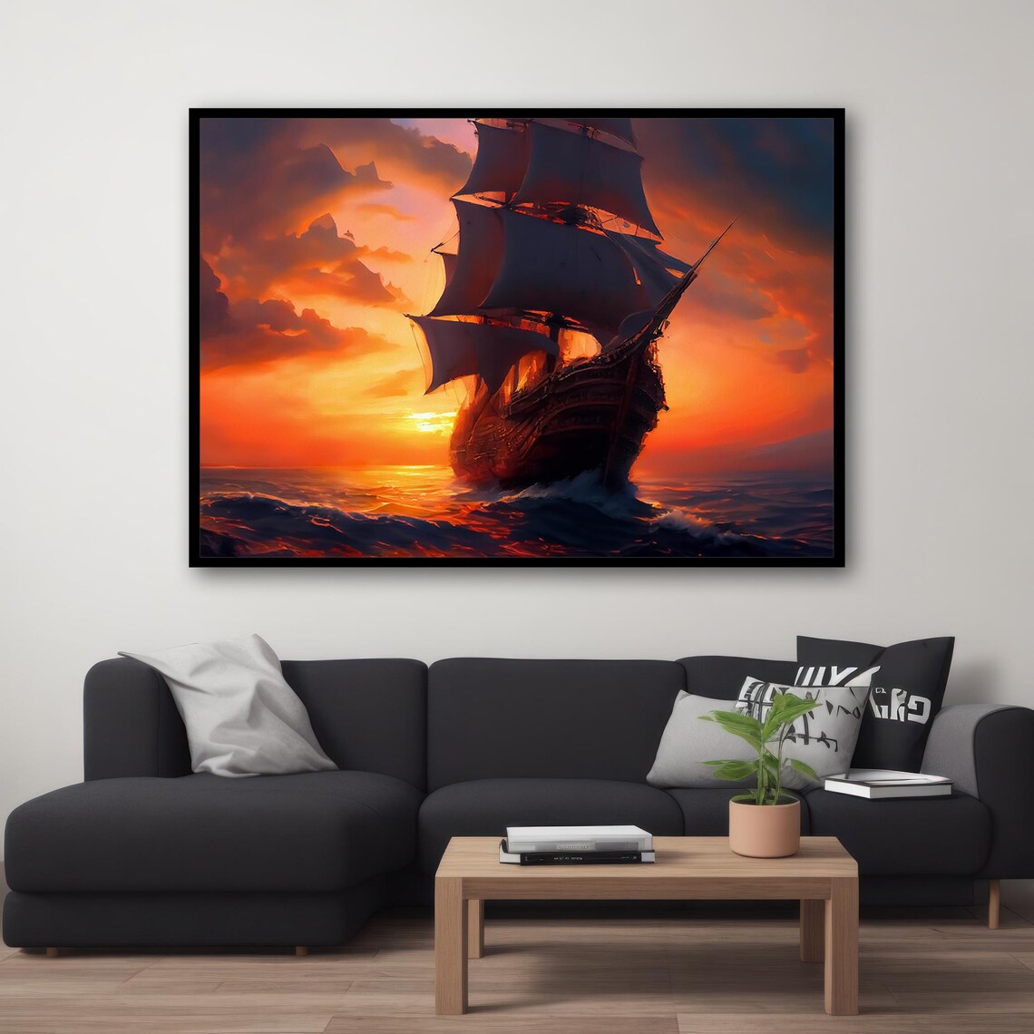 Pirate Ship Adventure At Sunset, Nautical Decor - Image 4