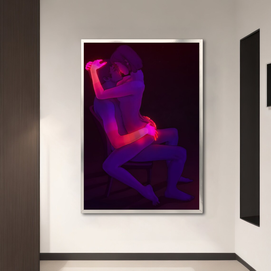 Neon Embrace Erotic Nude Couple, Romantic Gift - Image 3