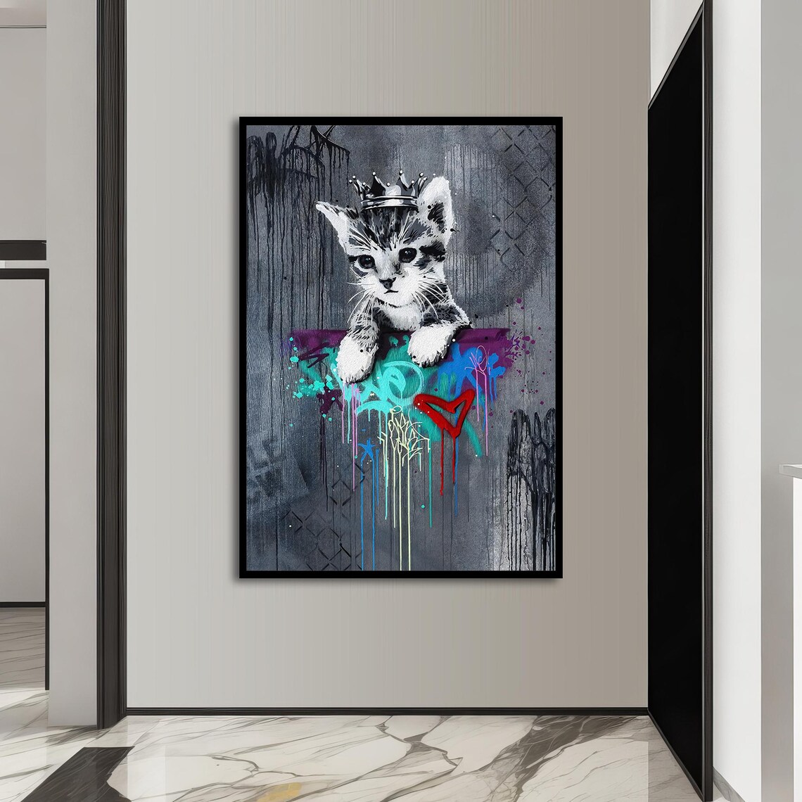 Lovely Cat Portrait, Nature Dry Tree Majestic Art Print - Image 3