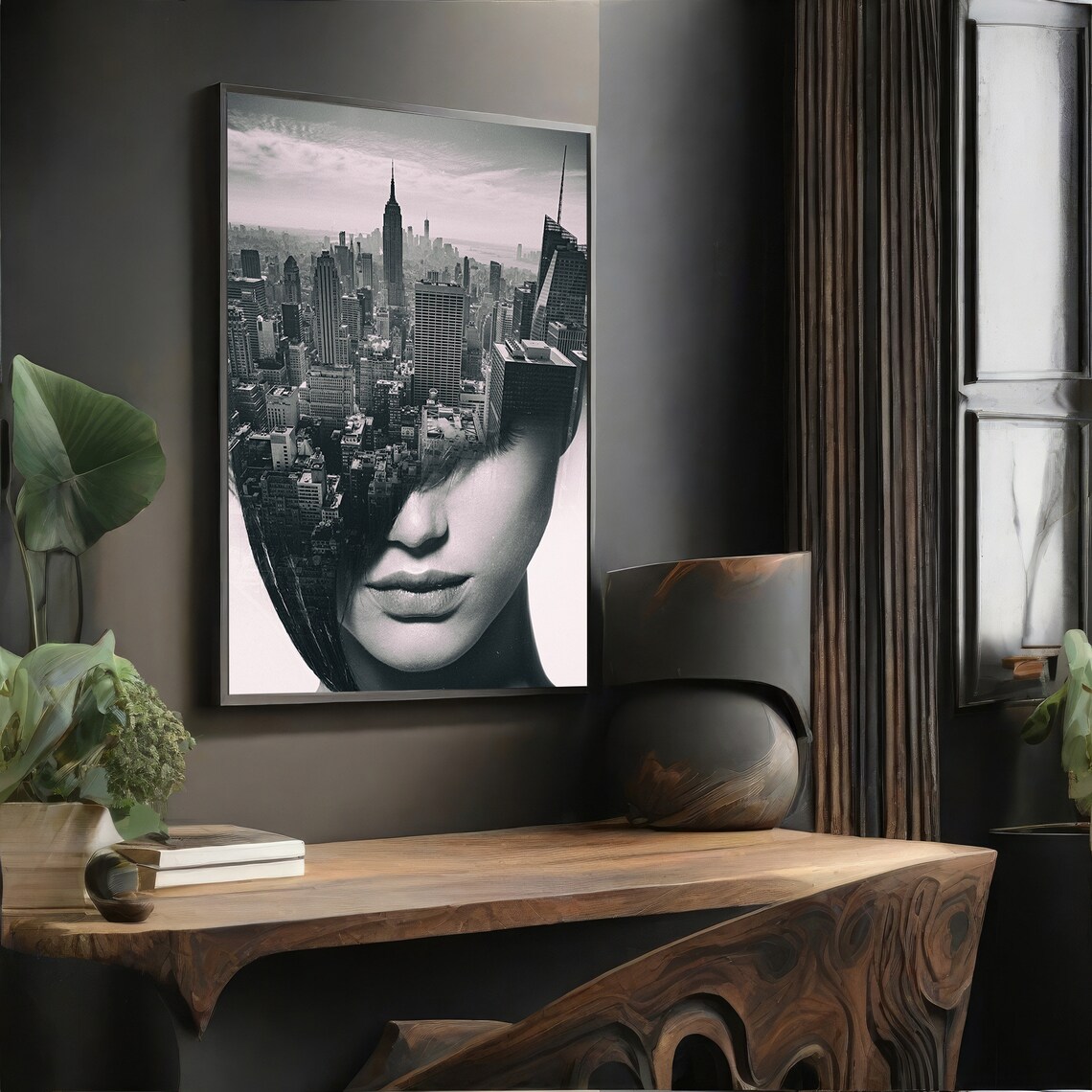 Urban Woman Silhouette, Modern Painting for Decor