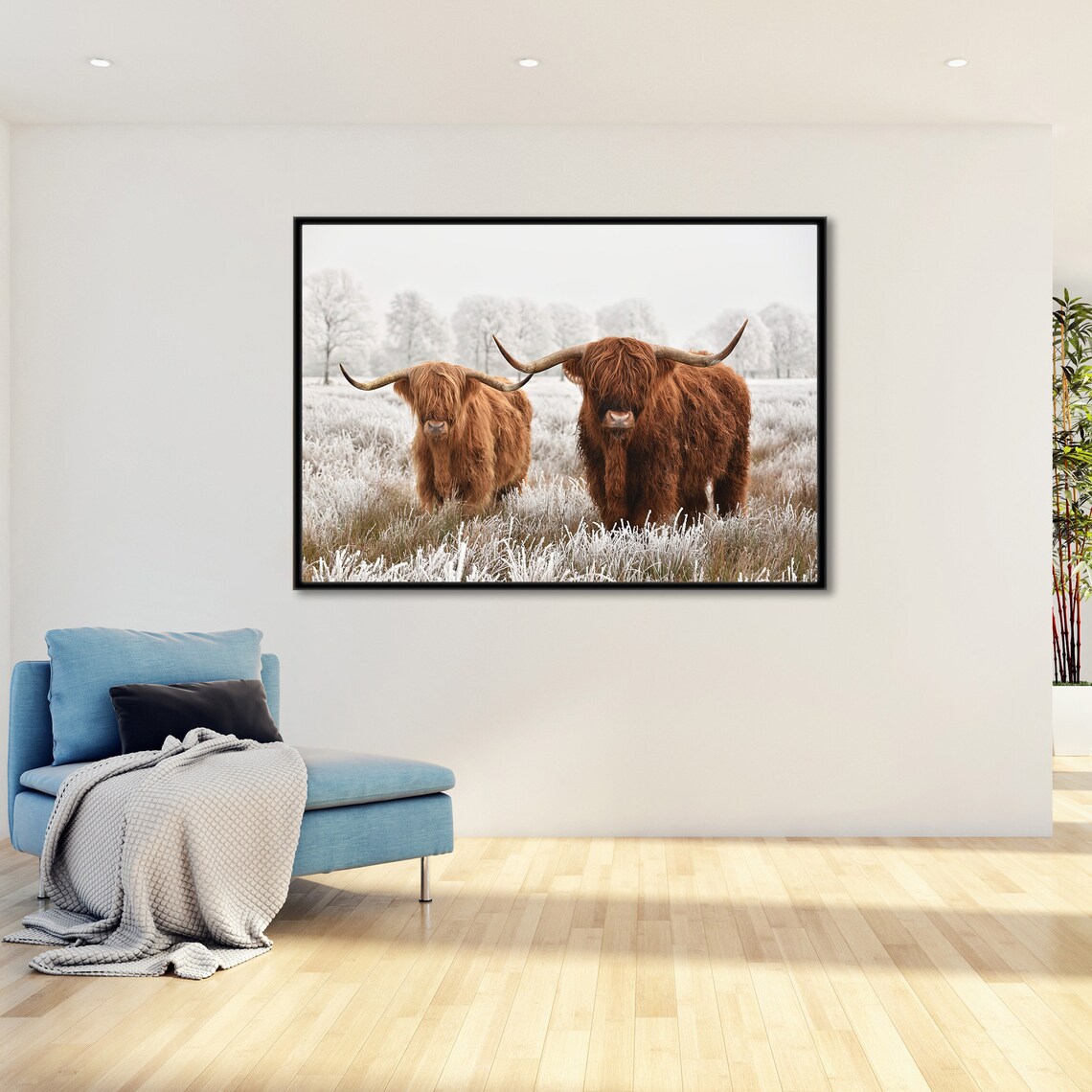 Highland Cow Landscape, Rustic Nordic Decor - Image 4