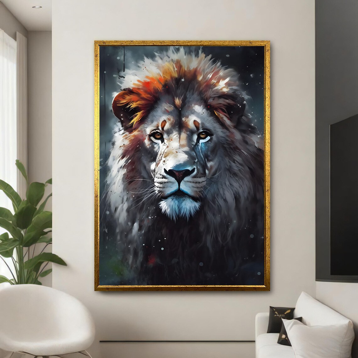 Majestic Lion Painting, Regal Animal Art - Image 5