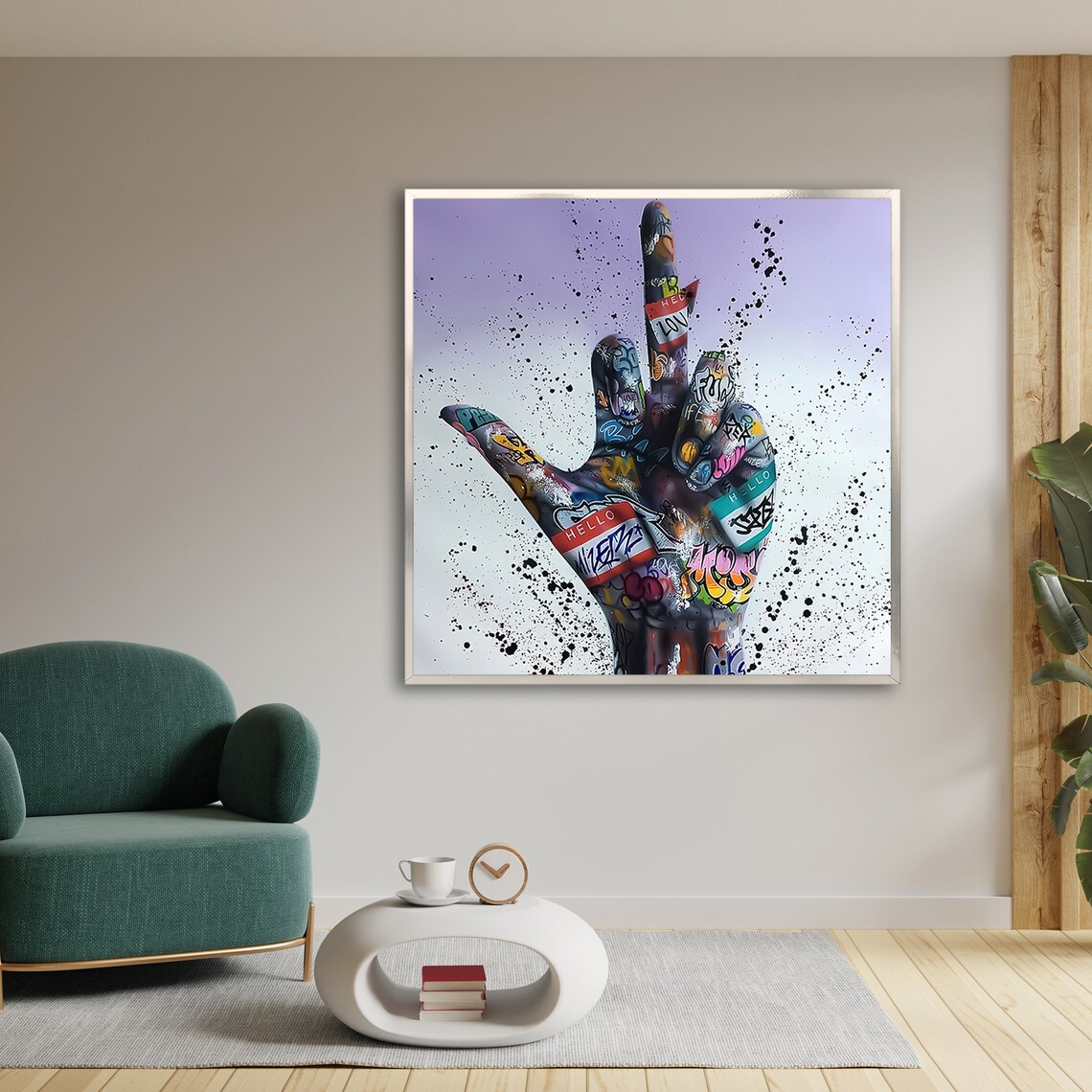 Graffiti Peace Hand Gesture, Urban Pop Art - Image 3