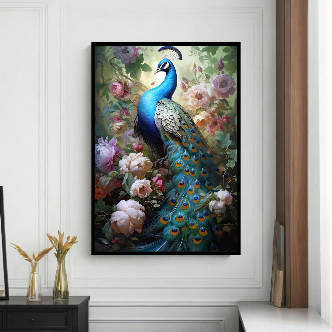 Majestic Peacock Painting, Elegant Animal Art - Image 4