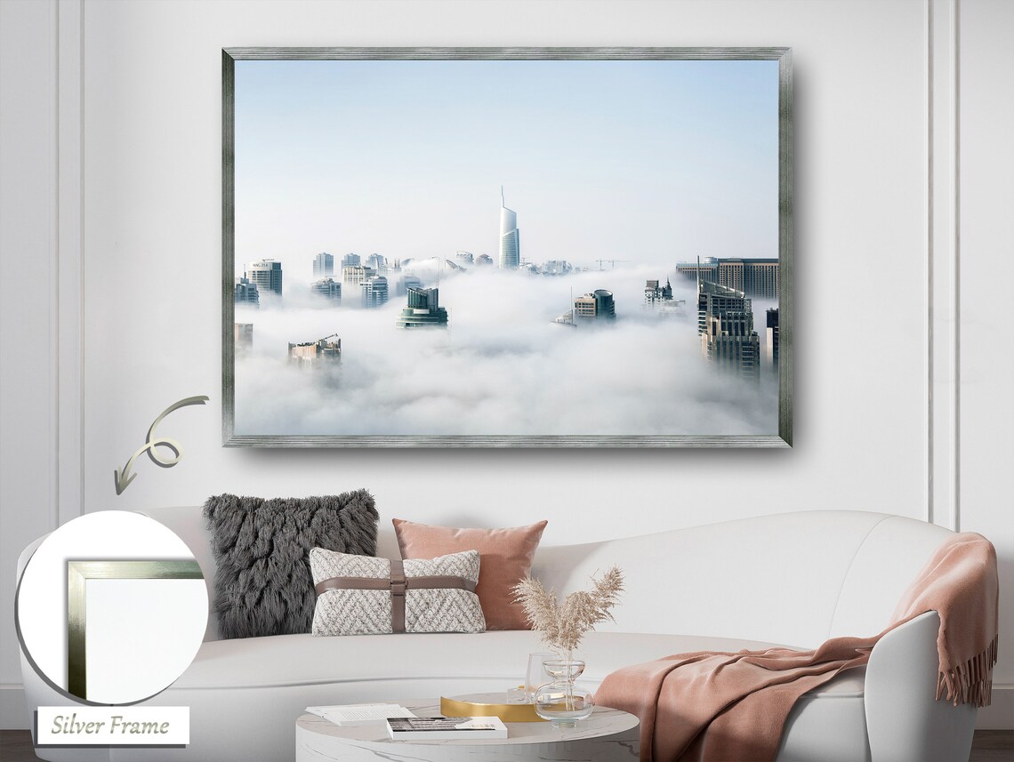 Rising Above The Clouds, Skyward Skyscrapers Art Print - Image 2