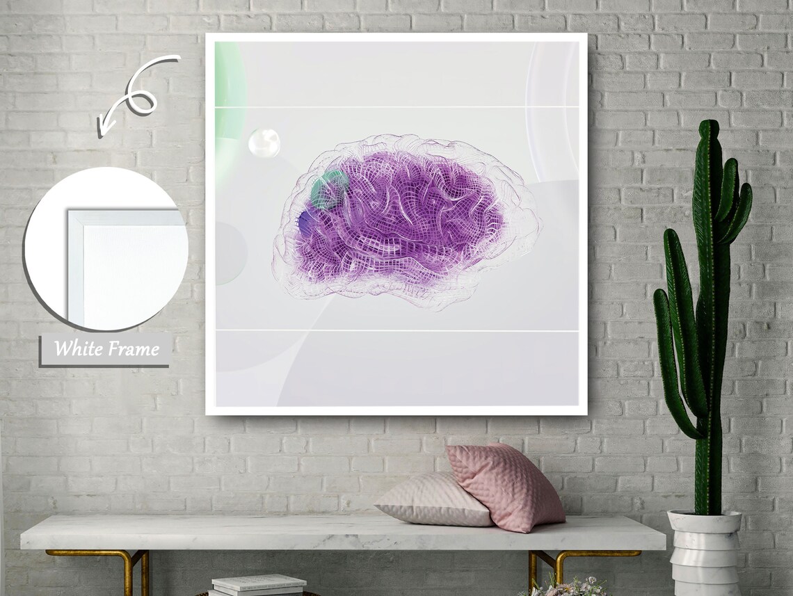 Brain With Transparent Layers, Purple Accents Art Print - Image 2