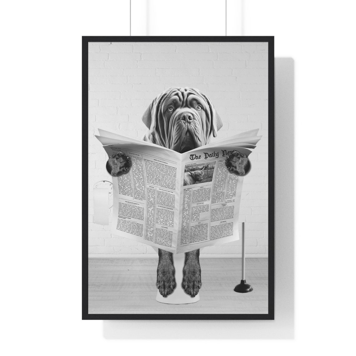 Neapolitan Mastiff Wall Art Funny Bathroom Print Toilet Poster Bathroom Art Neapolitan Mastiff Black And White