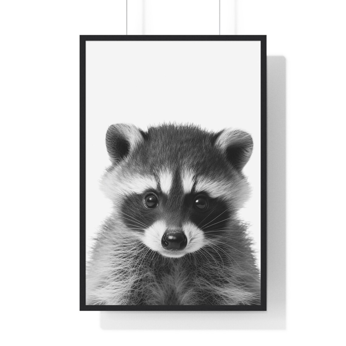 Baby Raccoon Kit Portrait in Black and White Nursery Style Poster - Image 2