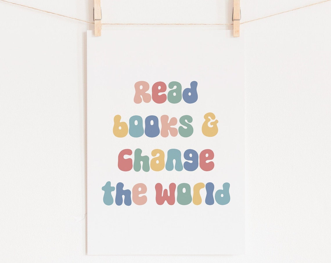Read Books And Change The World Retro Classroom Quote Poster