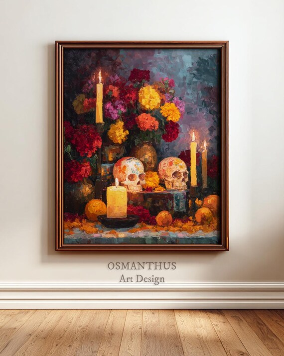 Dia De Los Muertos Altar Oil Painting Art Print