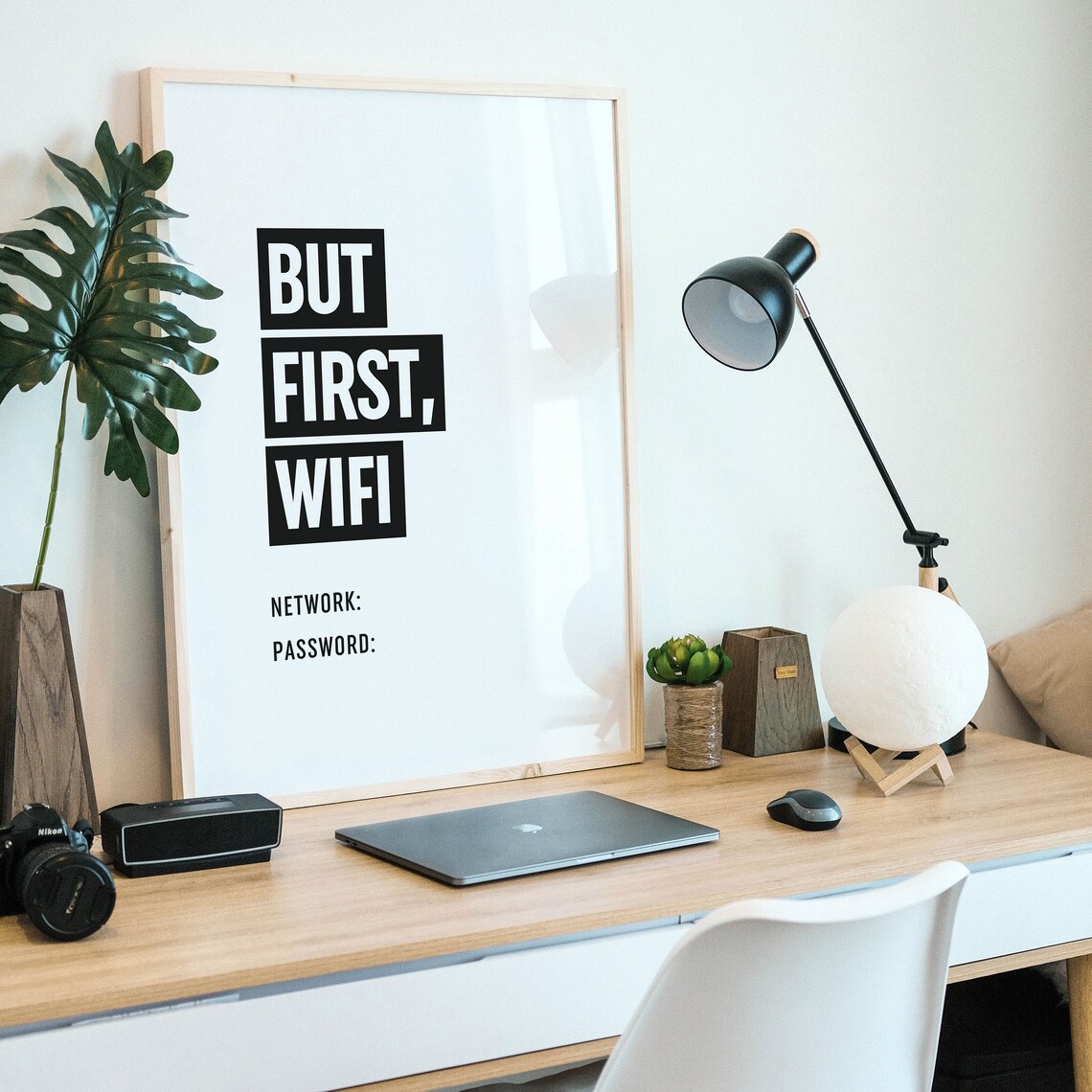But First Wifi Art Wifi Password Sign Wifi Code Wall Art Typography Poster Wi Fi Print Home Decor Instant - Image 2