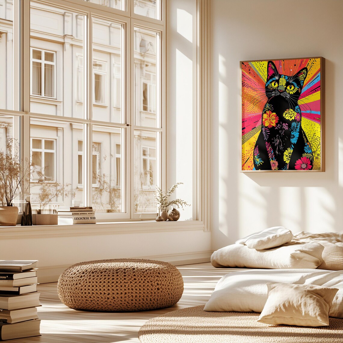 Floral Cat Pop Art, Pet Lovers - Image 2