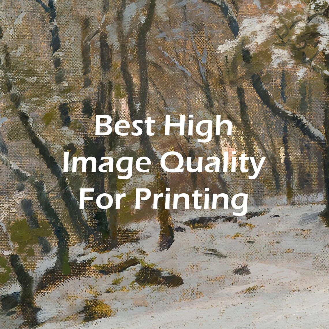 Snowy Birch Forest Winter Oil Painting Vintage Landscape Poster - Image 3