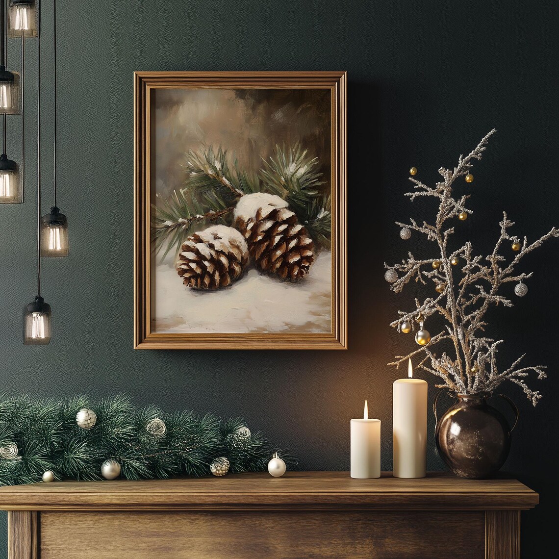 Rustic Cones Candle Decoration, Winter Decor - Image 2