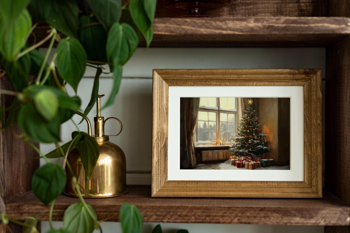 Cozy Christmas Tree by Window with Gifts Warm Holiday Scene Poster - Image 3