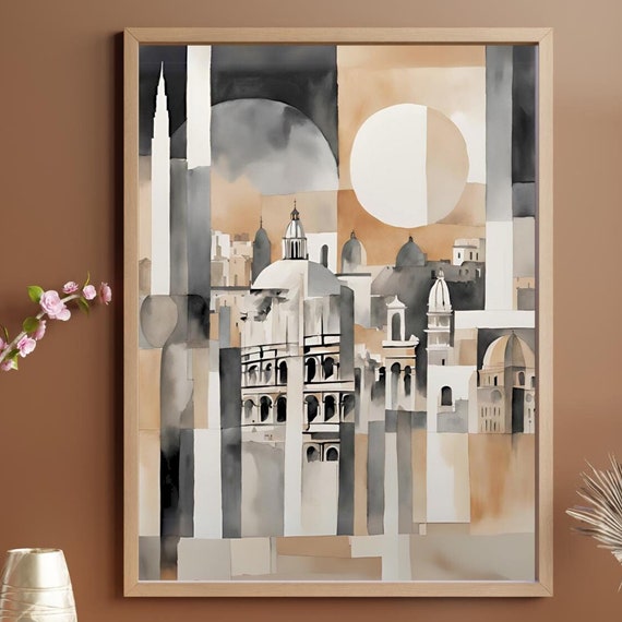 Rome Italy Watercolor Art Painting Style Abstract Print