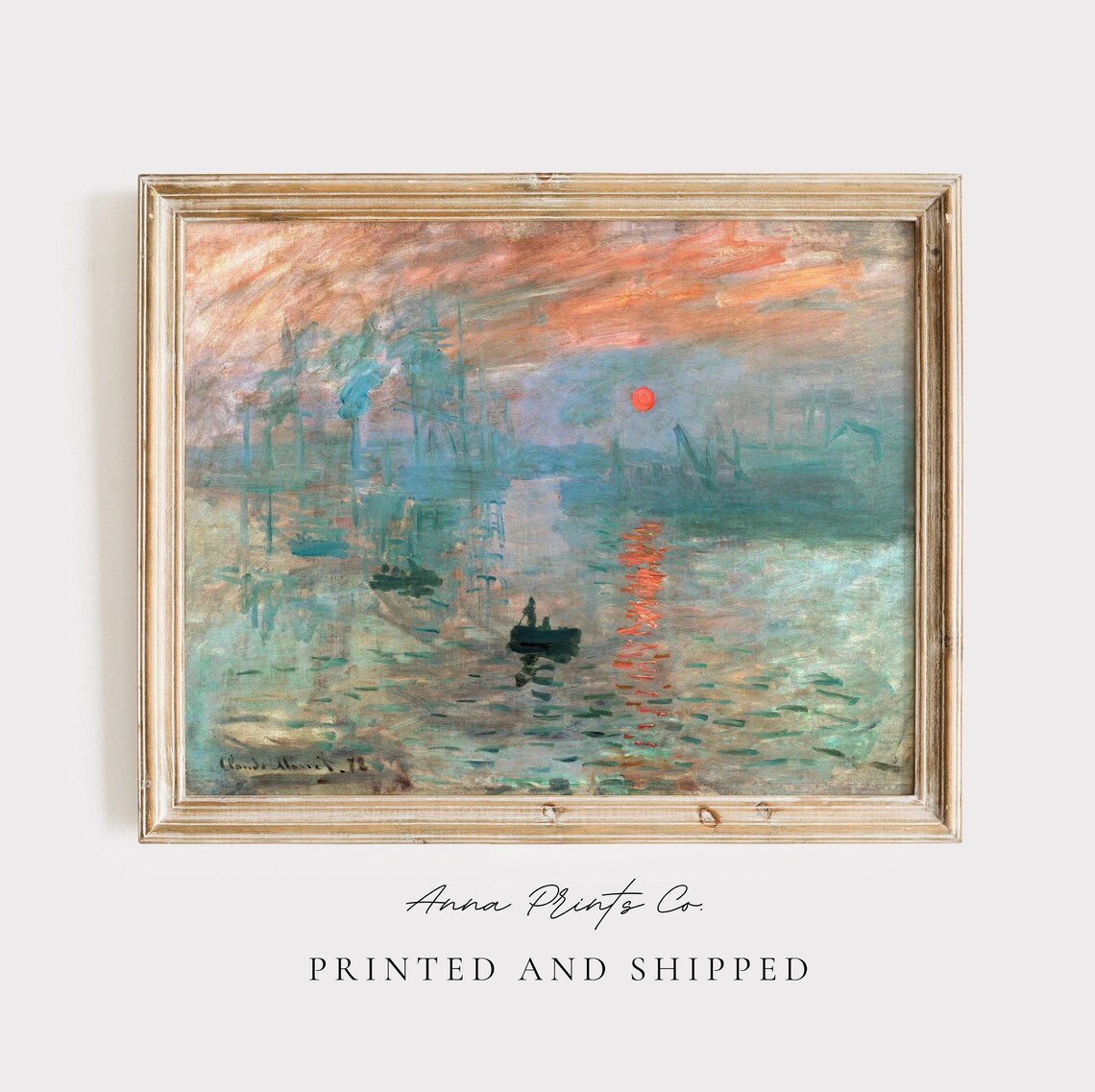 Claude Monet Sunrise, 19th-Century Impressionist Art Print