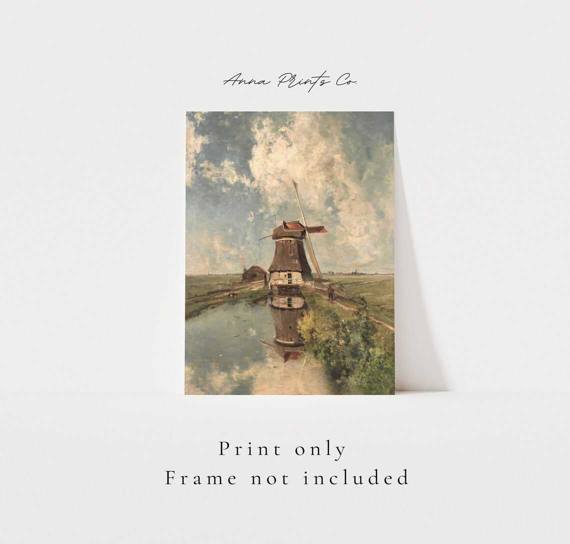 Dutch Windmill Vintage Painting, Travel Poster - Image 3