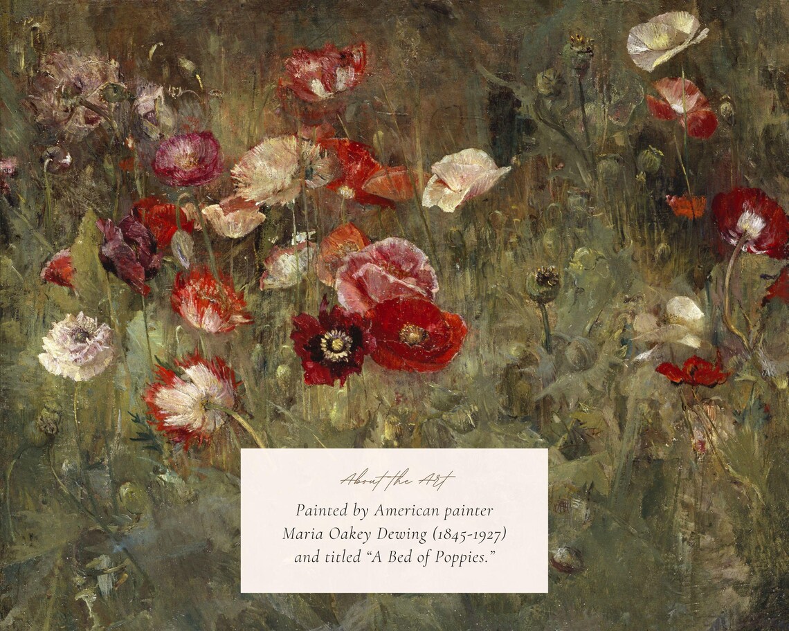 Vintage Poppy Field Art Print, Cottagecore Decor - Image 2