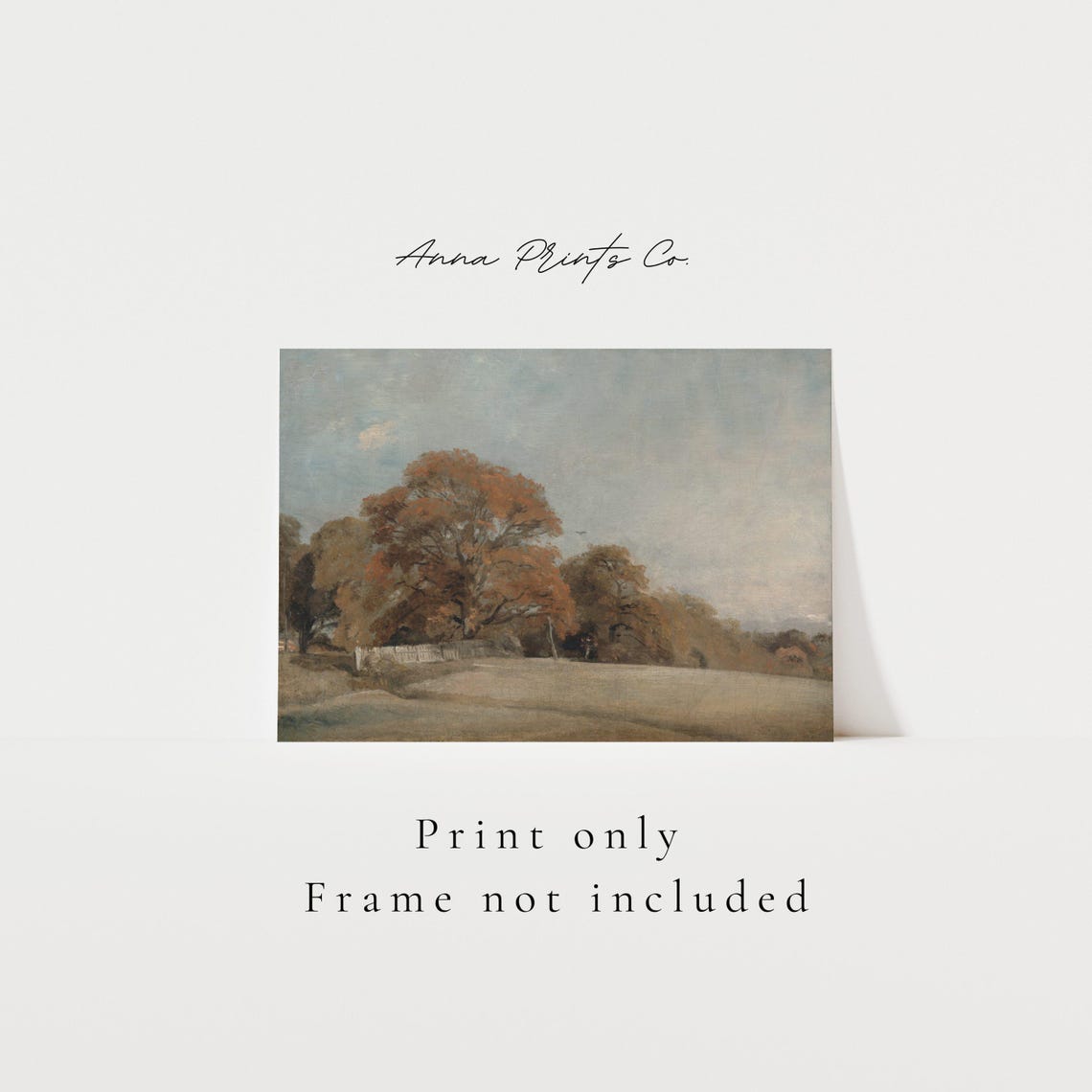 Autumn Trees In A Sunlit Field Constable Style Vintage Print - Image 3