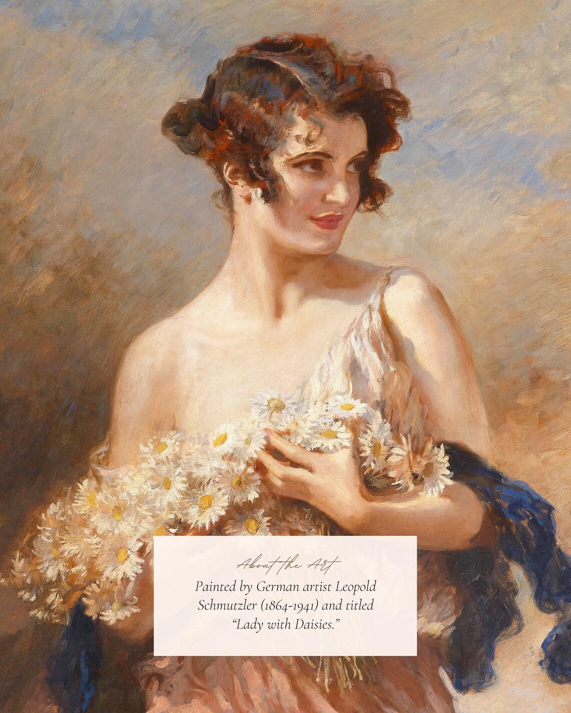 Woman With Daisies, Vintage Cottagecore Art Print - Image 2