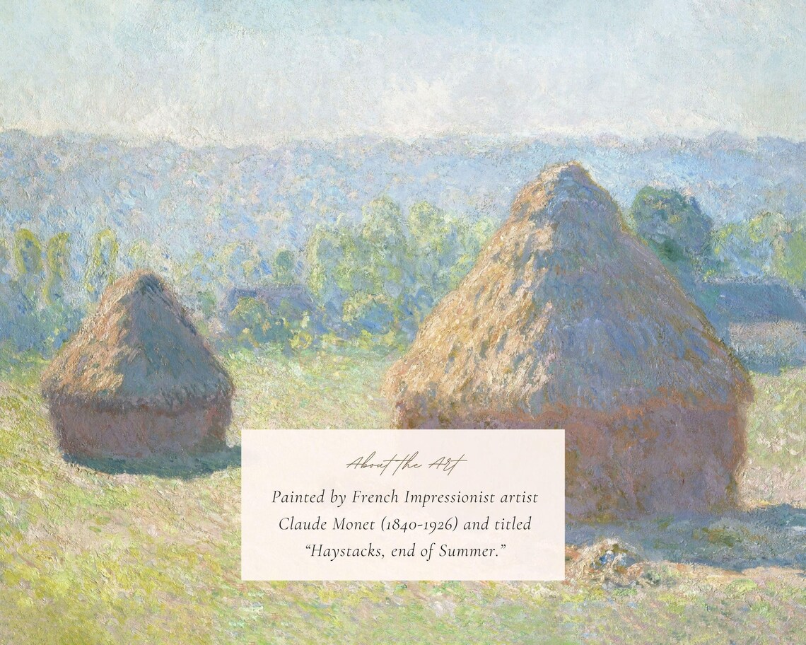 Claude Monet Haystacks, Impressionist Art Print - Image 2