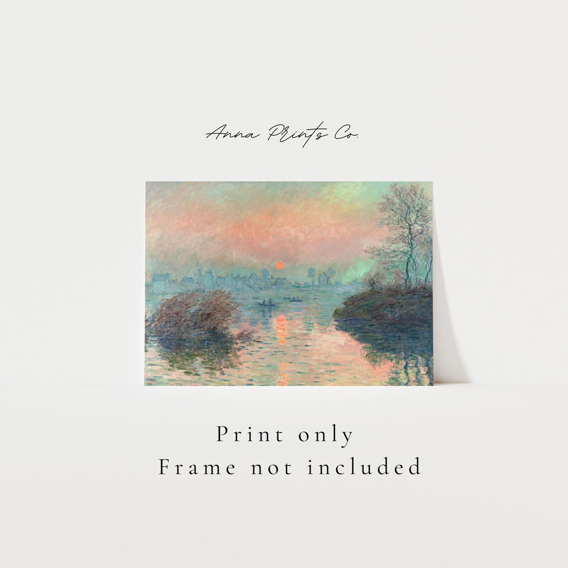 Claude Monet Sunset River Landscape Art Print - Image 3