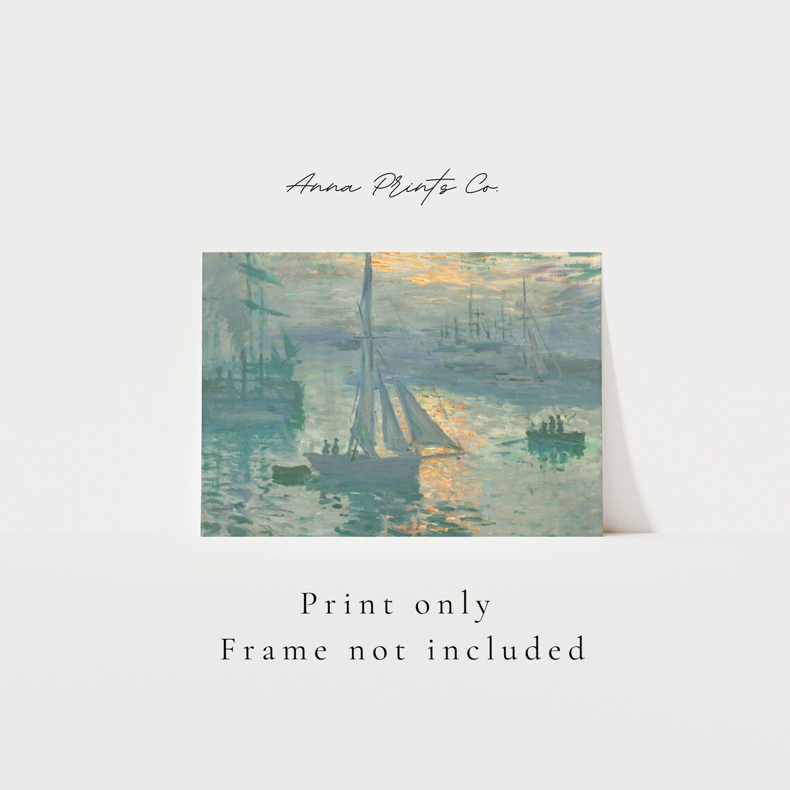 Claude Monet Sunrise Harbor Sailboat Art Print - Image 3