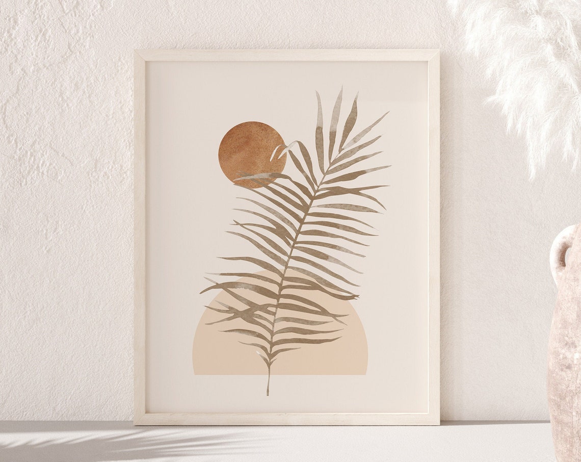Warm Boho Palm Leaf Terracotta Sun Botanical Abstract Art Poster - Image 2