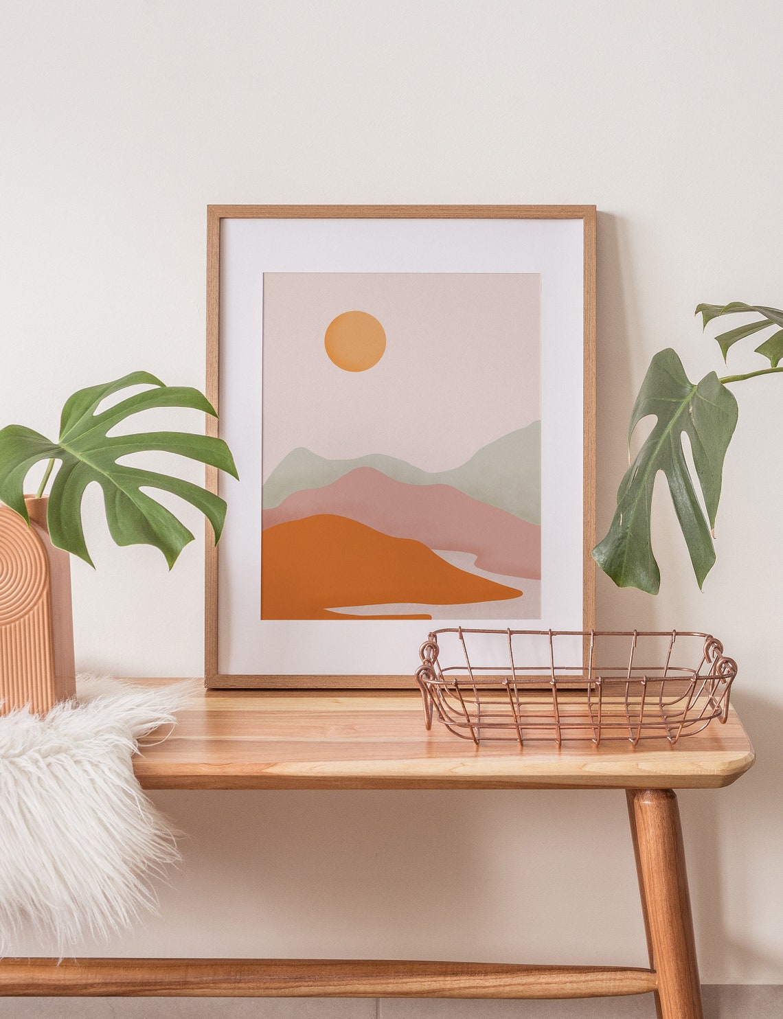 Abstract Bohemian Mountain Landscape Illustration Neutral Wall Art Landscape Art Print Terracotta Wall Art Boho Art Prints - Image 3
