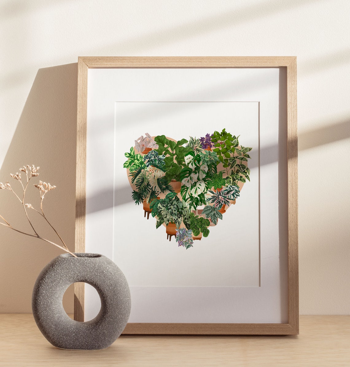 Heart-Shaped Houseplant Collage on a Soft Peach Background Poster - Image 2