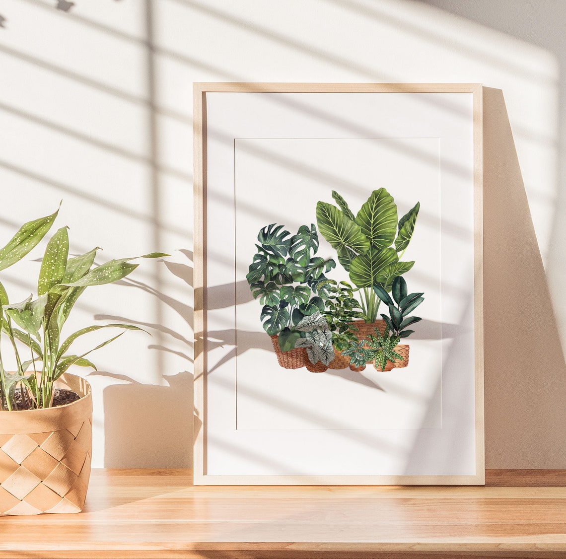Monstera Elephant Ear Caladium Watercolor Botanical Plant Poster - Image 2