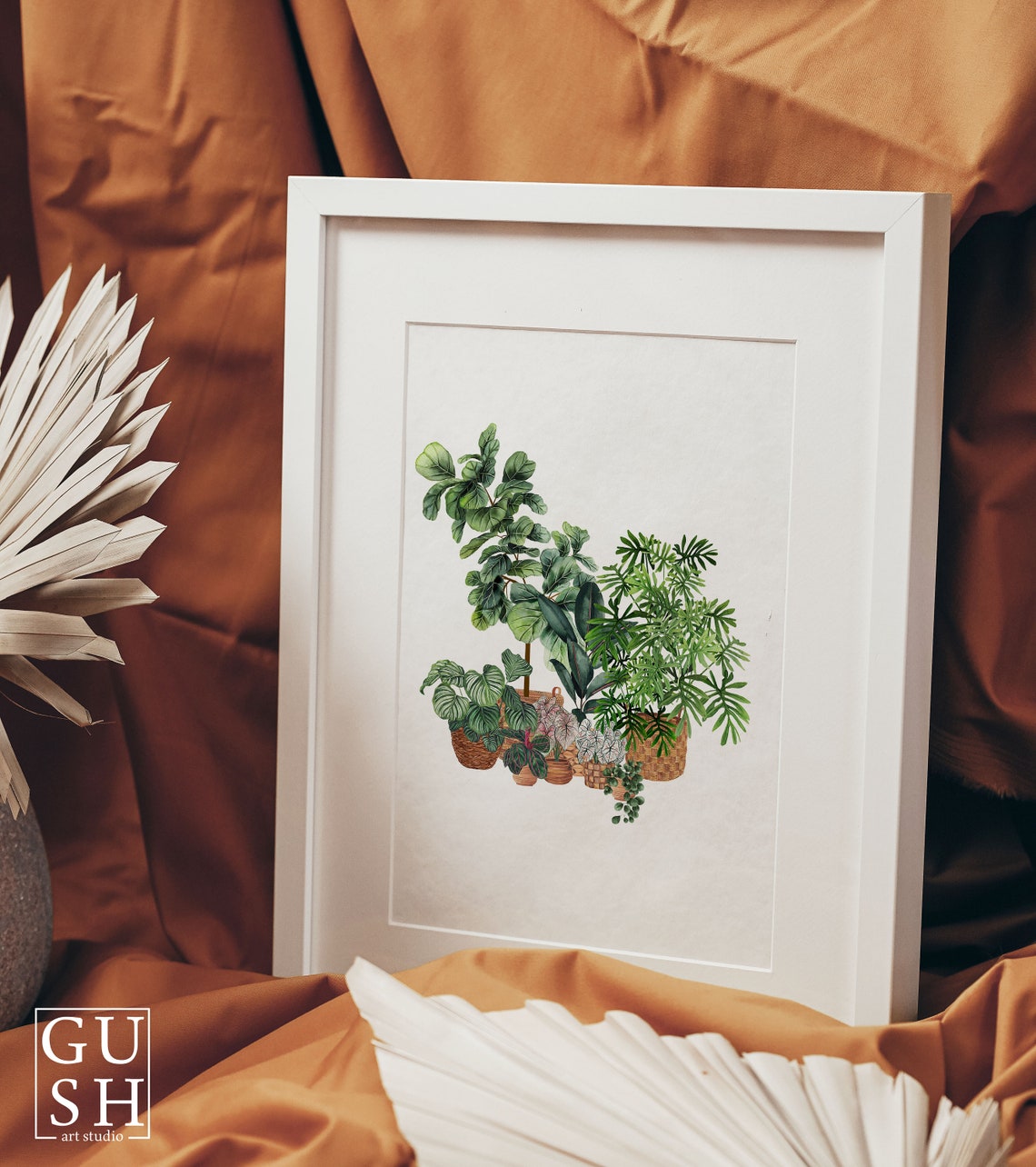 Fiddle Leaf Fig Philodendron Group Watercolor Botanical Plant Poster - Image 2