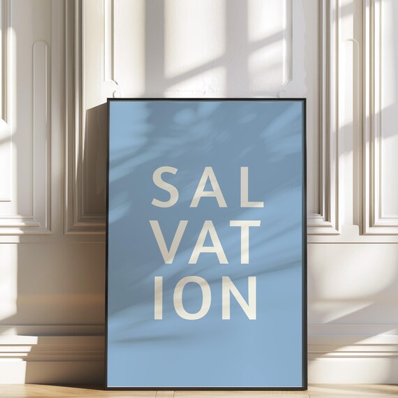 Salvation Blue Minimalist Typography Modern Christian Poster