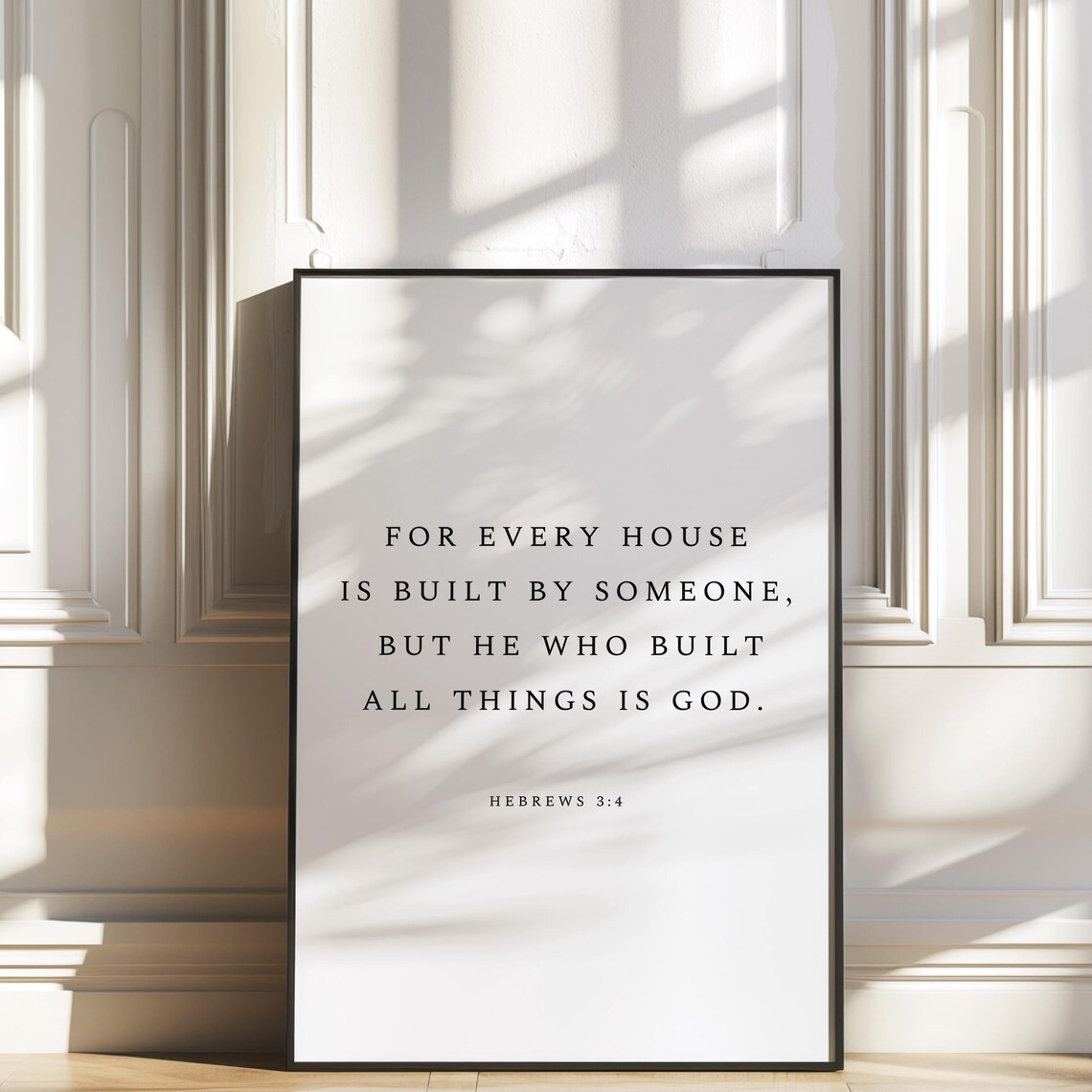 Minimalist Serif Hebrews 3 4 House Built By God Verse Art Poster - Image 4