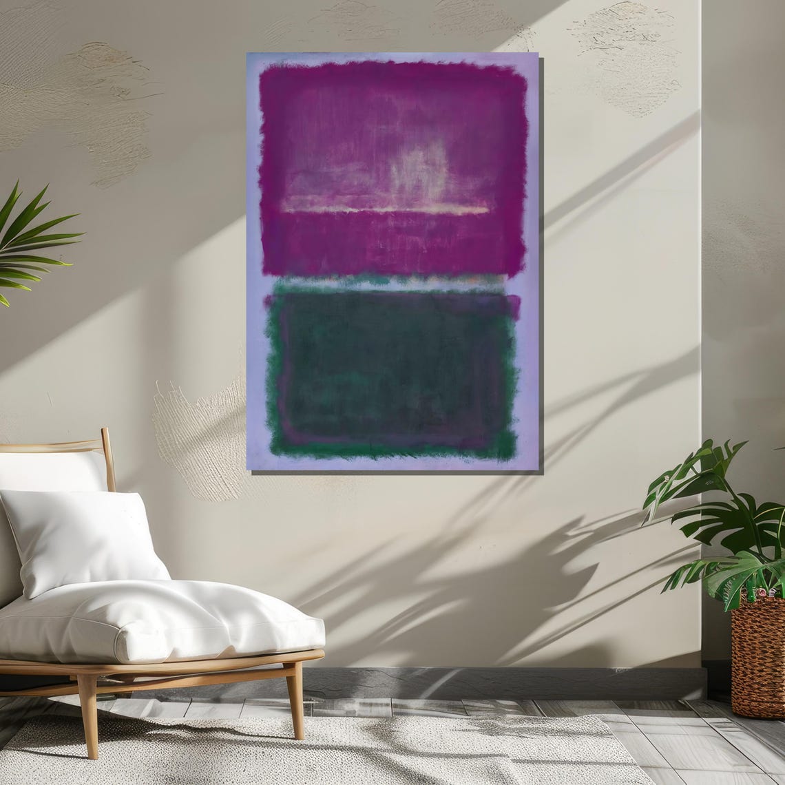 Bold Purple and Dark Green Color Fields Modern Abstract Art Poster - Image 3
