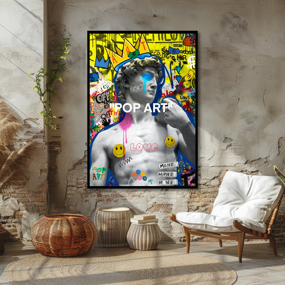 Michelangelo David Statue in Colorful Pop Art Graffiti Style Poster - Image 4