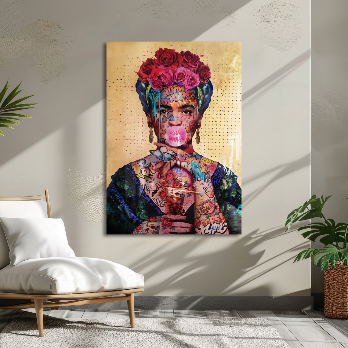 Frida Kahlo Inspired Rose Crown Graffiti Viva La Vida Poster - Image 4