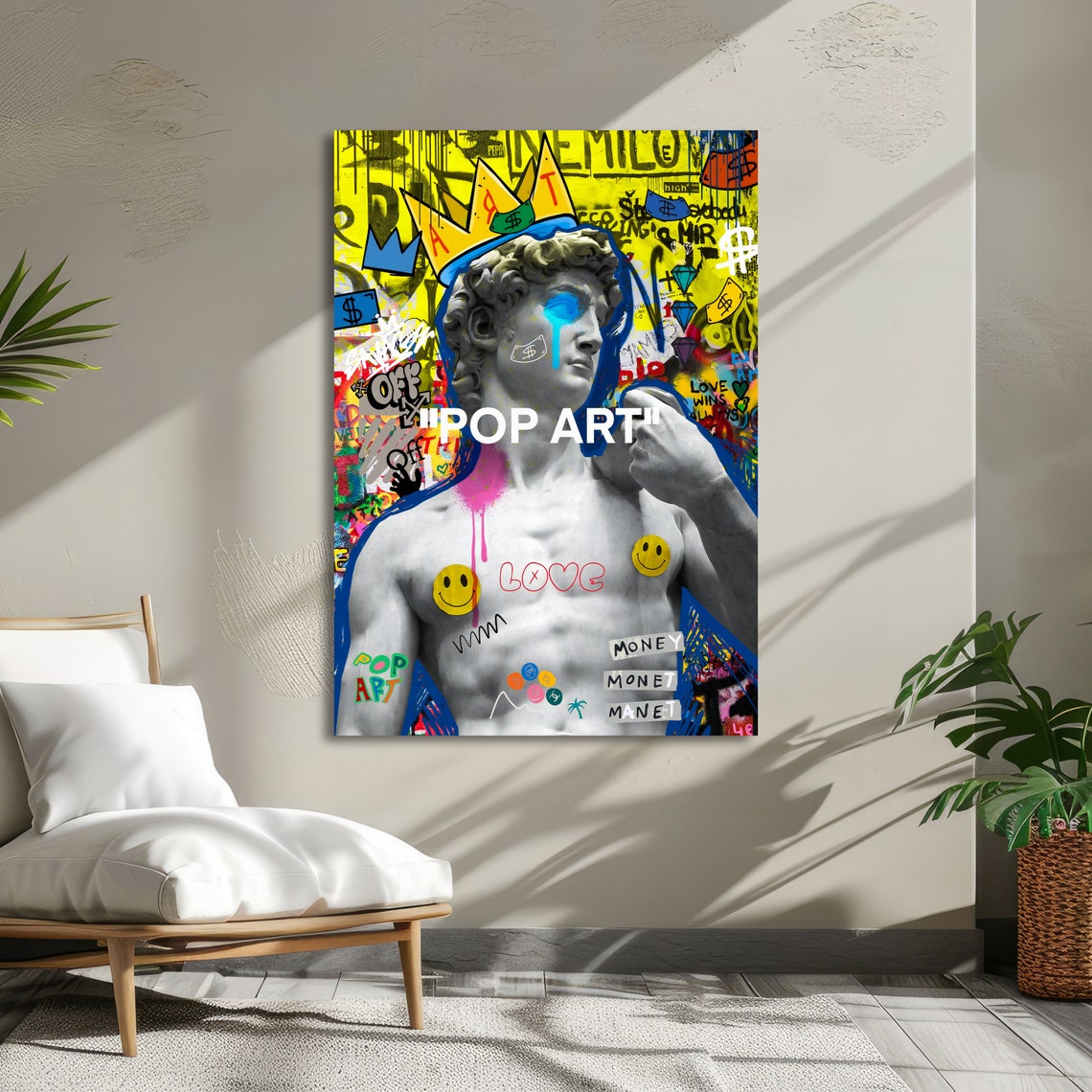 Michelangelo David Statue in Colorful Pop Art Graffiti Style Poster - Image 5